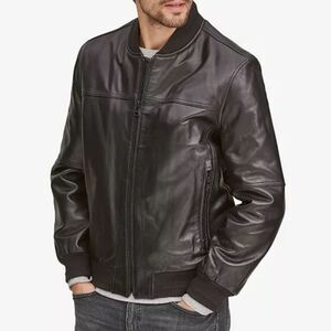 MARC NEW YORK Black Leather Jacket Buttery Soft Bomber Mens Size Large
